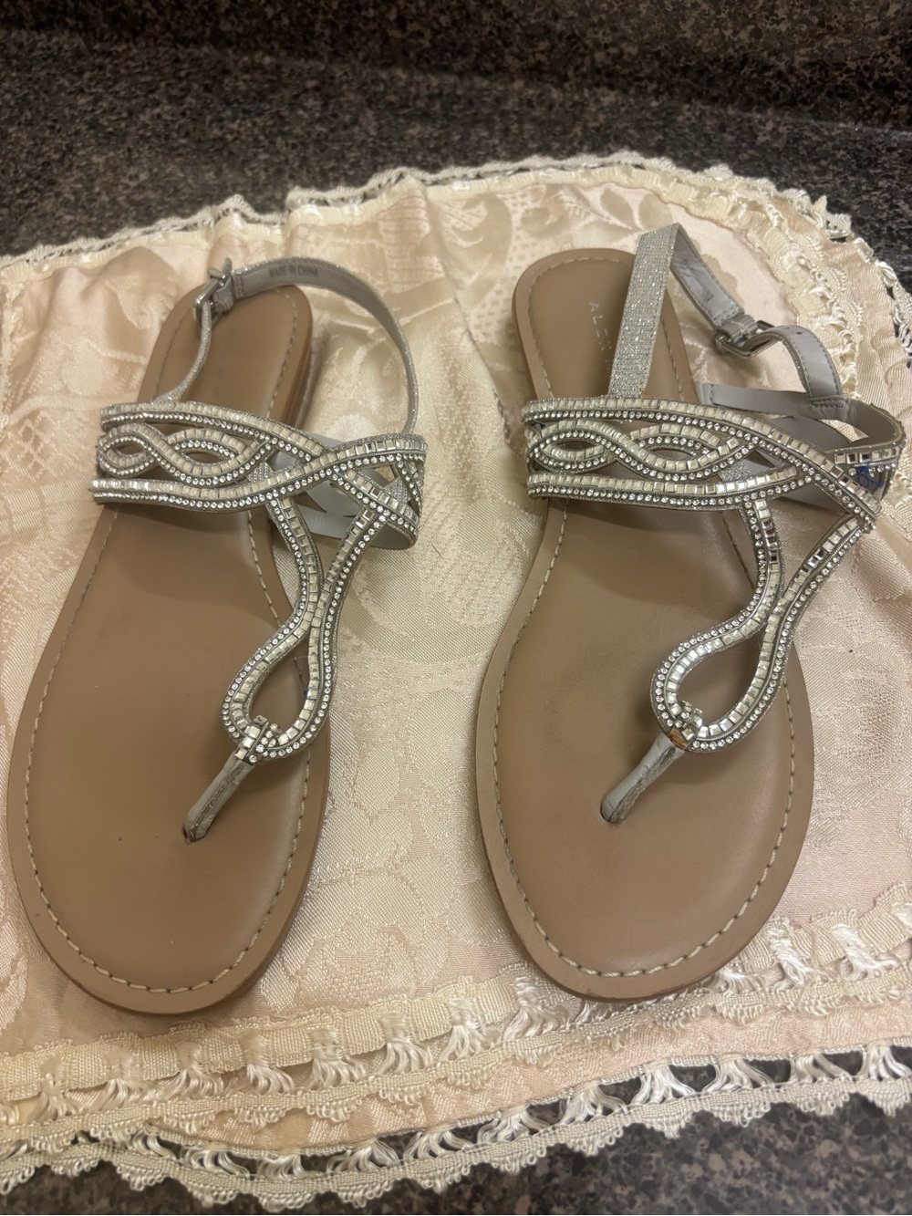 Alex Marie Silver Beaded Sandals
